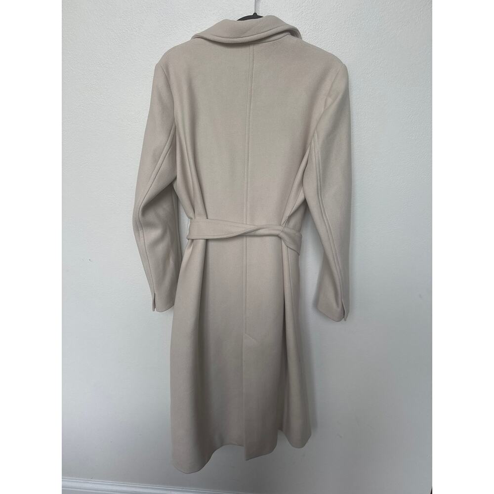 ZARA Manteco Wool Blend Belted Wrap Coat Light Beige Tan Womens Medium - Picture 4 of 6